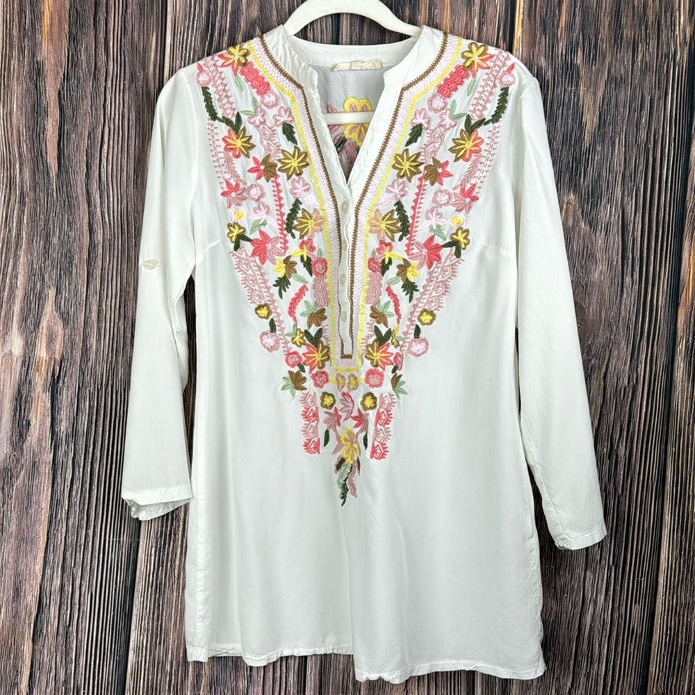 Beautiful Embroidered Floral Tunic Top